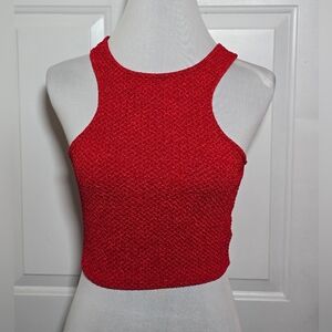 Monaco Red Textured Crop Top